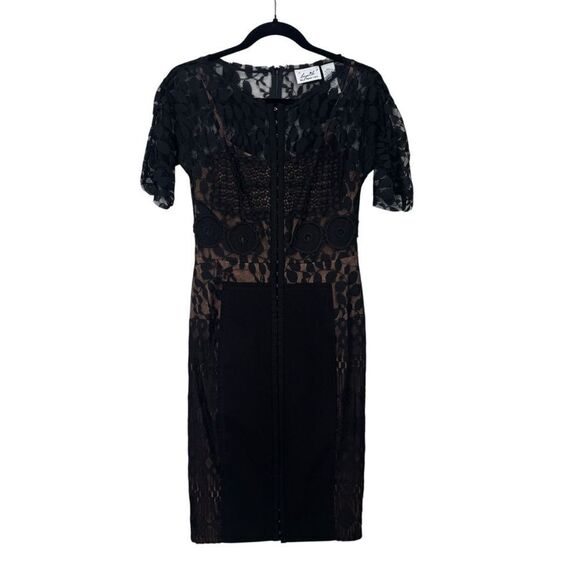 Byron Lars Beguile Carissima Lace Midi Sheath Dress Black Size 2 - Picture 5 of 10
